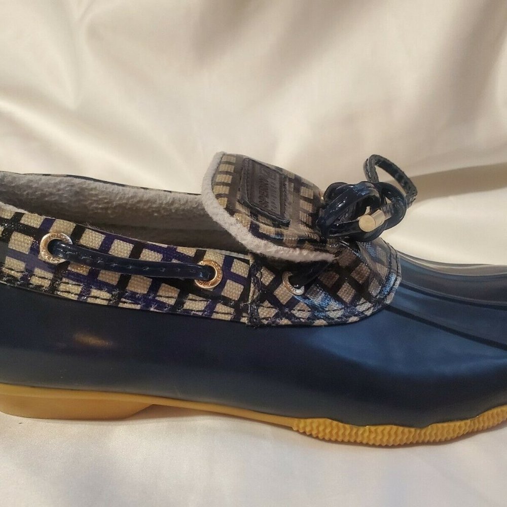 Sperry Topsider Navy Dark Blue Checkered Waterproo